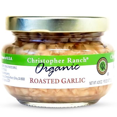 Christopher Ranch Organic Minced Roasted Garlic in Water USDA Organic Garlic Versatile for Easy Cooking Salad Dressings &amp; Culinary Creations Made in USA Fresh Flavorful Minced Garlic in jar - 4.25 oz