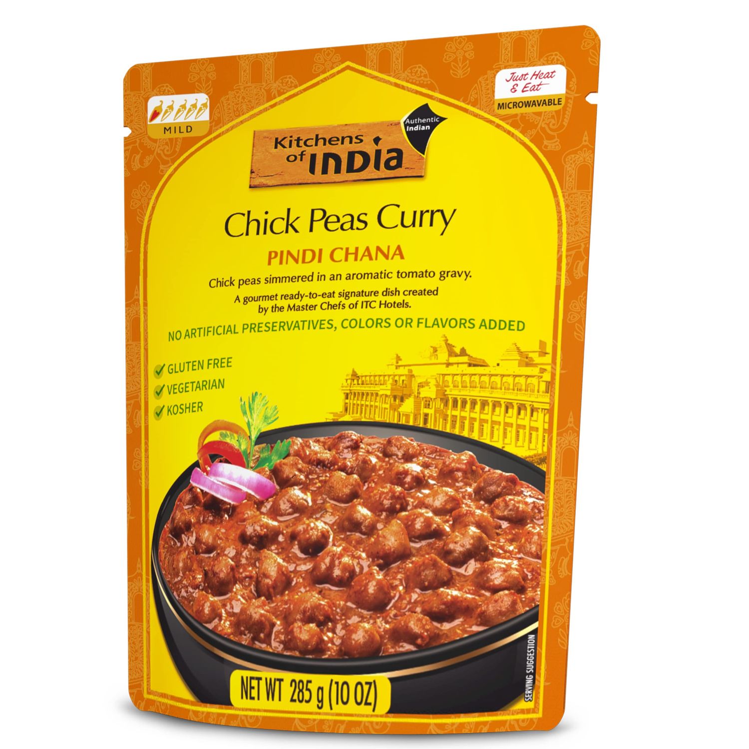 Kitchens of India Pindi Chana - Chick Peas Curry, (Pack of 6)10 Ounces , Gourmet Ready To Eat Authentic Indian Dish (Pack of 6)