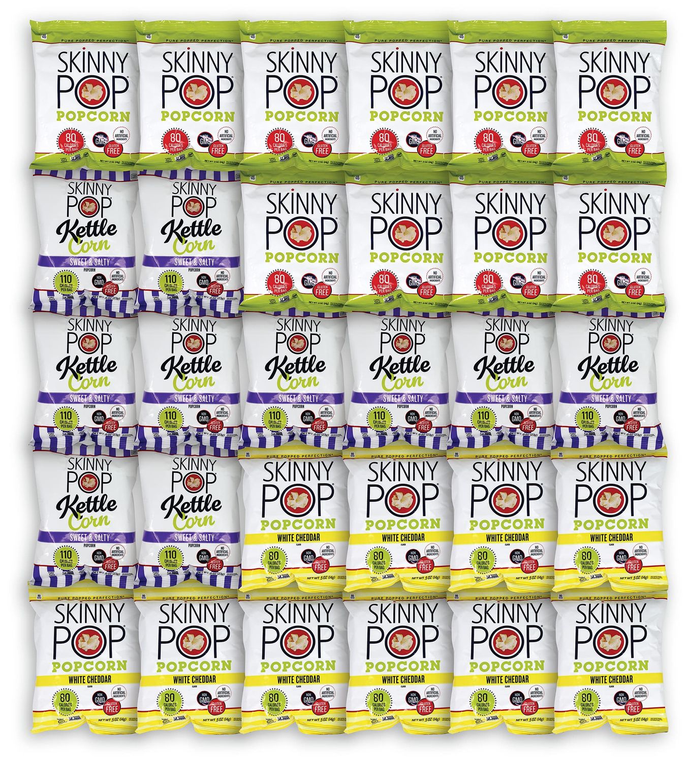 Niro Assortment | Bulk Popcorn, Skinny Pop Popcorn Individual Bags Variety Pack - Skinny Pop, 30 Packs of 3 Flavors