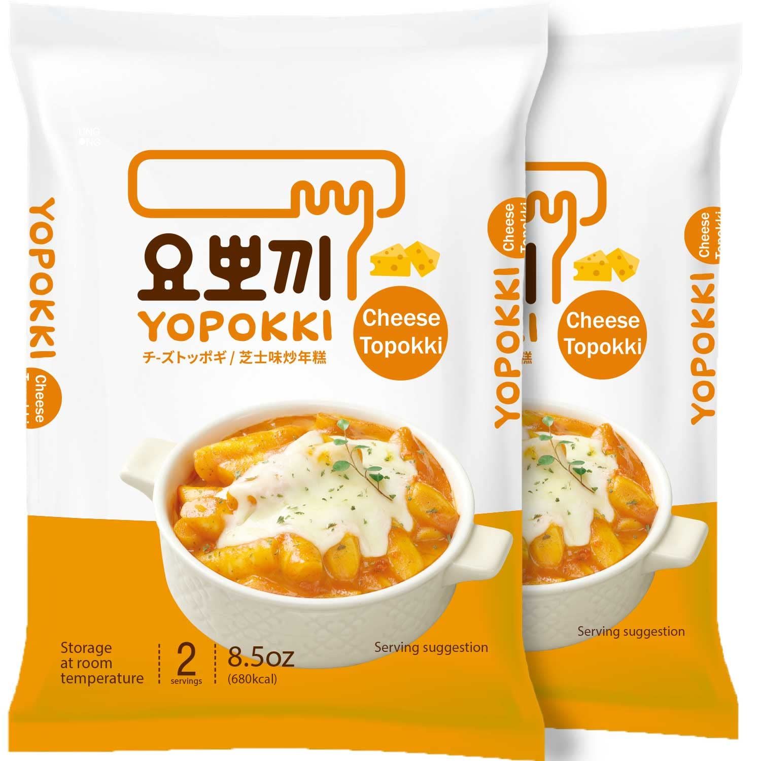 Yopokki Instant Tteokbokki Pack (Cheese, Pack of 2) Korean Street food with cheese sauce Topokki Rice Cake - Quick &amp; Easy to Prepare