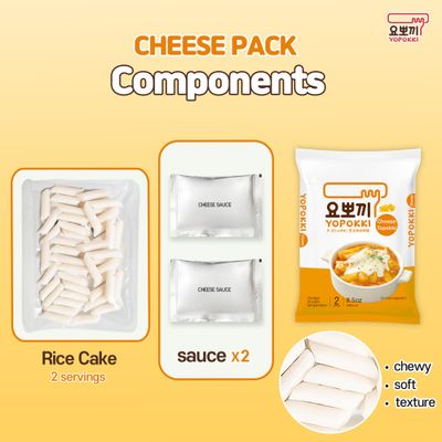 Yopokki Instant Tteokbokki Pack (Cheese, Pack of 2) Korean Street food with cheese sauce Topokki Rice Cake - Quick &amp; Easy to Prepare