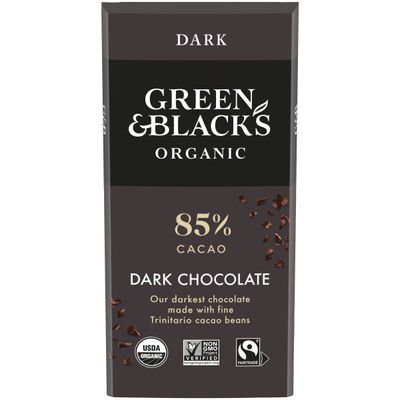 Green &amp; Black&#39;s Organic Dark Chocolate Bar, 85% Cacao, 3.17 oz