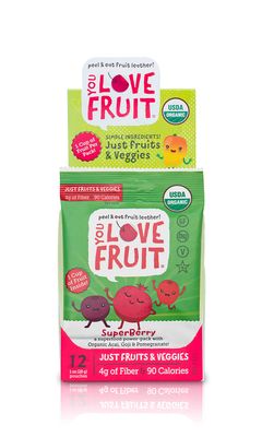 YOU LOVE FRUIT  SUPERBERRY All Natural Fruit Snacks Healthy Snack Pack Real Fruit Gluten Free Non GMO Vegan Fiber packed Low Fat Kosher Variety Pack Great For Adding To Gift Box 10 oz Pack of 12