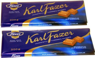 TWO FAZER MILK CHOCOLATE 200g Bars Made in Finland by Fazer Chocolates