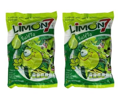 2 - Limon 7 Paleta Lollipop Covered with Lemon &amp; Salt Powder Candy - 30 pcs Each