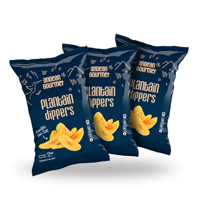 ANDEAN GOURMET Pacific Sea Salt Plantain Chips 12oz (Pack of 3) - Gluten Free, All Natural, NON-GMO and Kosher