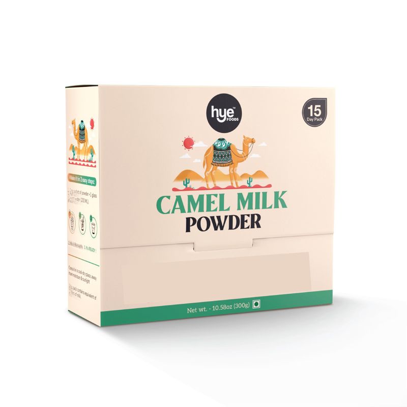 HYE FOODS Camel Milk Powder | Pasture Grazed I Promotes Body Growth, Immunity and Gut Health Less Allergenic High Nutrition Pure and Natural 20g x 15 Sachets | 15 Days Pack | 300g | 10.58Oz