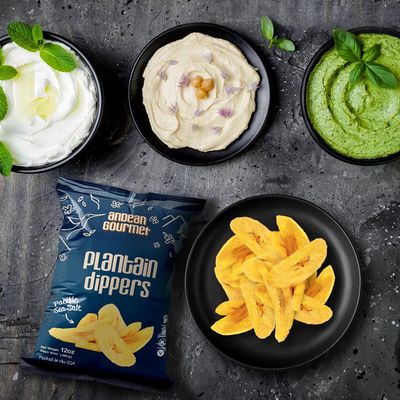 ANDEAN GOURMET Pacific Sea Salt Plantain Chips 12oz (Pack of 3) - Gluten Free, All Natural, NON-GMO and Kosher
