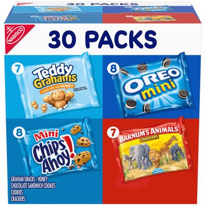 Nabisco Team Favorites Variety Pack, OREO Mini, CHIPS AHOY! Mini, Teddy Grahams Honey &amp; Barnum&#39;s Animal Crackers, 30 Snack Packs