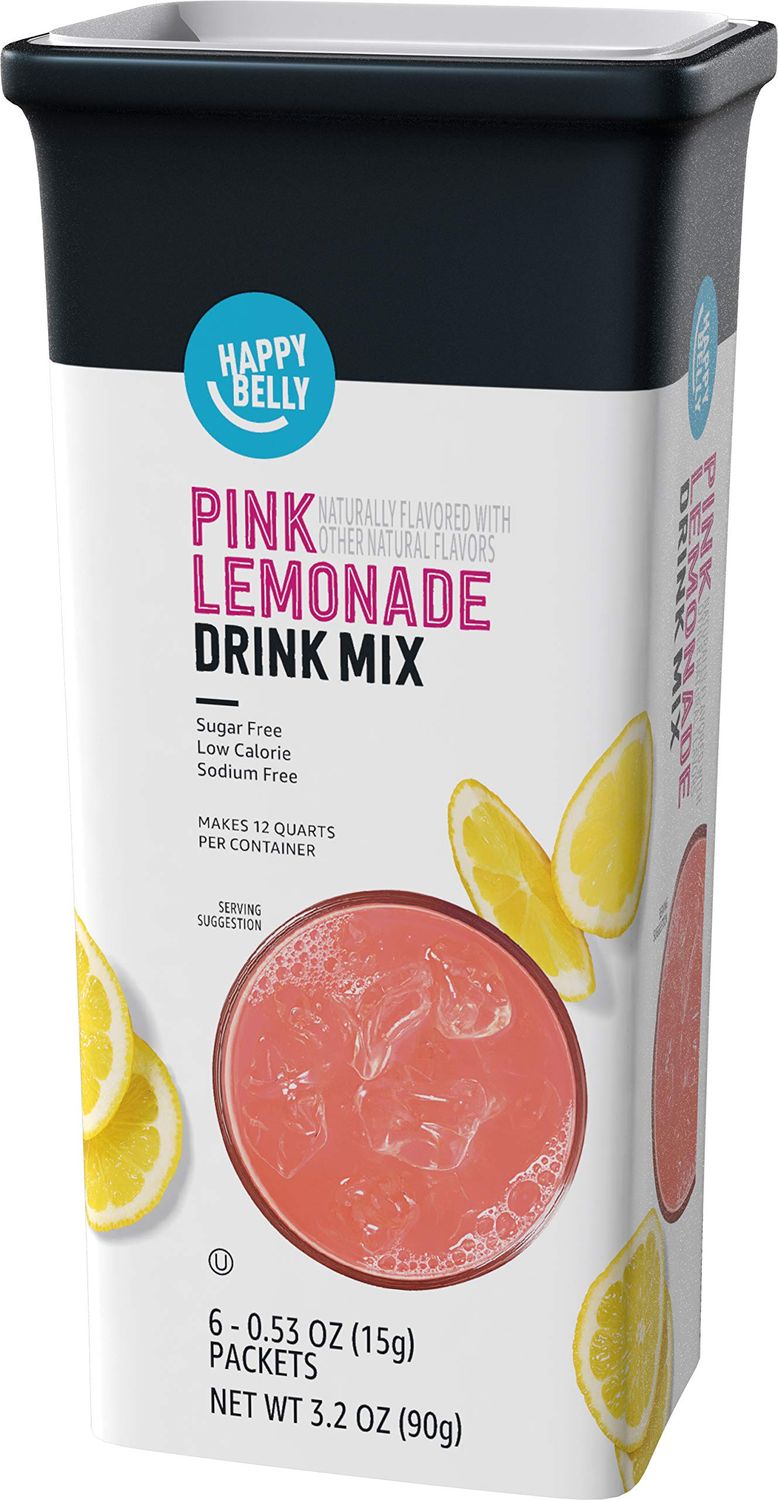 Amazon Brand - Happy Belly Drink Mix Singles, Pink Lemonade, 6- 0.53 oz, net wt 3.2 ounce (Pack of 1)