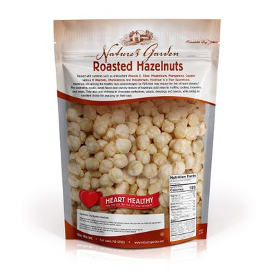 Natures Garden Roasted Hazelnuts - 26oz, Whole Roasted Hazelnuts, Raw Bulk Hazelnuts, High Fiber, Kosher Certified, Cholesterol Free, Hazelnuts For Baking, Healthy Snack - Bulk 26 Oz Bag (Pack of 1)