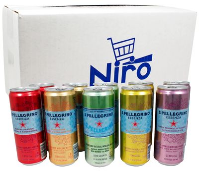 Niro Assortment | Essenza Flavored Mineral and Sparkling Water |10 Pack | 5 Flavor Variety Pack San Pelligrino | Includes Niro Beverage Sleeve