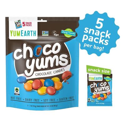 YumEarth Choco Yums, 5- 0.7 Ounce Snack Packs, Allergy Friendly, Gluten Free, Non-GMO, Vegan, No Artificial Flavors or Dyes (Pack of 1)