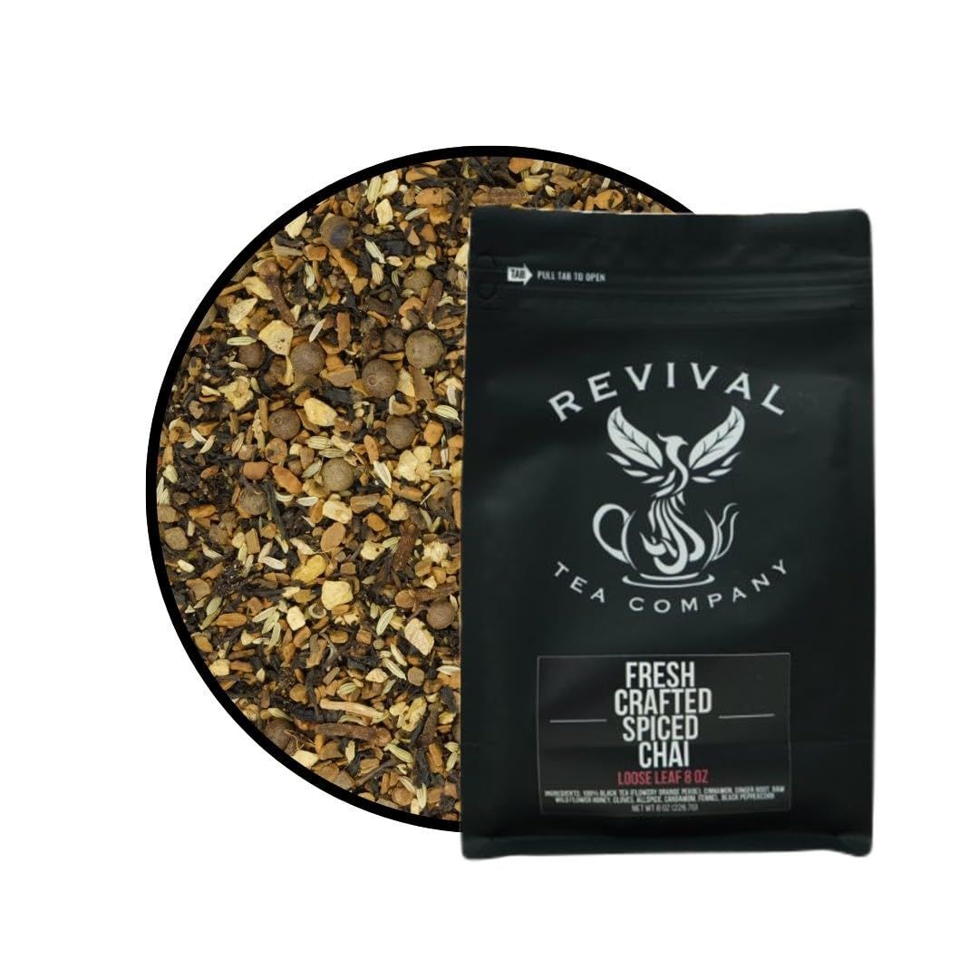 Revival Tea Company Fresh Crafted Spiced Chai Tea - Black Tea Blend with Fresh Spiced Chai Flavor - 24 Tea Bags