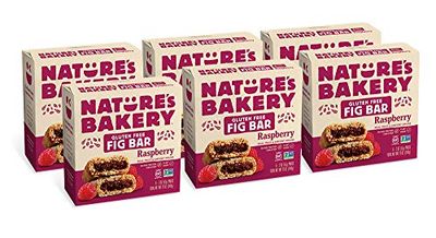 Natures Bakery Gluten Free Fig Bars, Raspberry, Real Fruit, Vegan, Non-GMO, Snack bar, 6 boxes with 6 twin packs (36 twin packs)