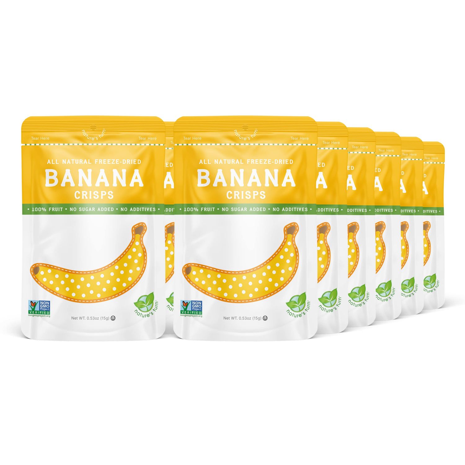 Natures Turn Freeze-Dried Fruit Snacks, Banana Crisps, Pack of 12 (0.53 oz Each)