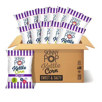 SkinnyPop Sweet &amp; Salty Kettle Popcorn, Gluten Free, Non-GMO, Healthy Popcorn Snacks, Skinny Pop, 5.3 Oz Grocery Size Bags (Pack of 12)