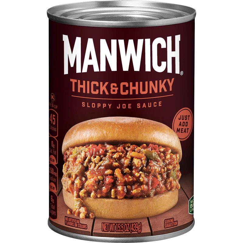 Manwich Sloppy Joe Sauce, Thick and Chunky, Canned Sauce, 15.5 OZ (Pack of 12)
