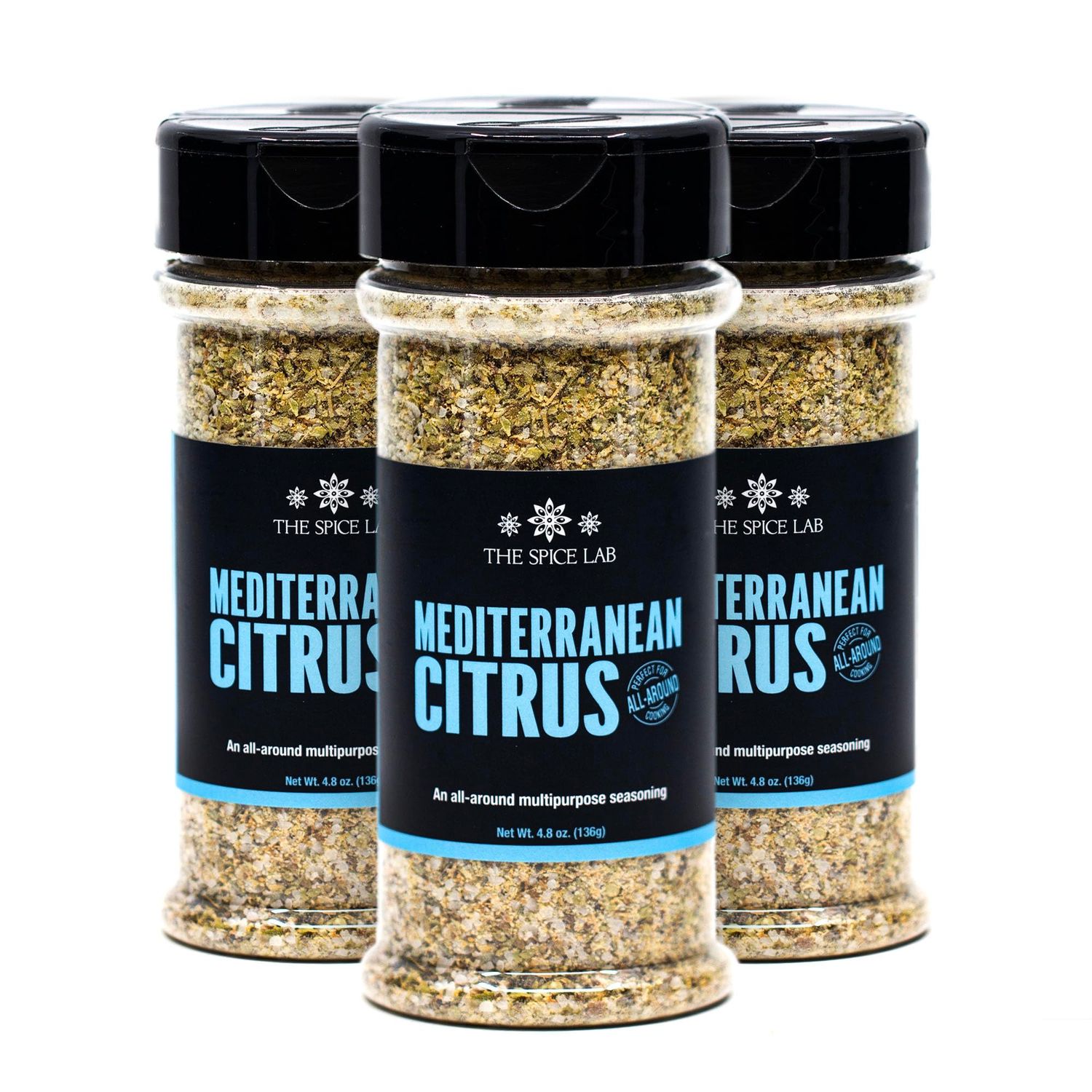The Spice Lab Greek Seasoning: Mediterranean Citrus Herb - Excellent Blend for the Air Fryer - All Natural Lemon Seasoning for Chicken, Lamb &amp; Fish - Kosher &amp; Clean Label - 5.1 oz Shaker 3 Pack - 7605