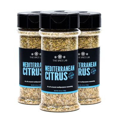 The Spice Lab Greek Seasoning: Mediterranean Citrus Herb - Excellent Blend for the Air Fryer - All Natural Lemon Seasoning for Chicken, Lamb &amp; Fish - Kosher &amp; Clean Label - 5.1 oz Shaker 3 Pack - 7605