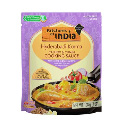 Kitchens of India Hyderabadi Korma, Cashew and Cumin Cooking Sauce, Easy to Use Sauce for Authentic Indian Food, Gluten-Free, Vegan, 7.02 Ounces (Pack of 6) Kitchens of India Hyderabadi Korma, Cashew and Cumin Cooking Sauce, Easy to Use Sauce for Authentic Indian Food, Gluten-Free, Vegan, 7.02 Ounces (Pack of 6)