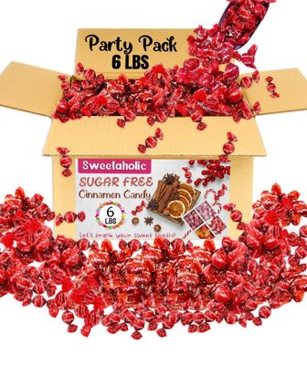Sweetaholic Sugar Free Cinnamon Hard Candy 6 Pounds | Individually Wrapped Candy | Zero Sugar | Best for Diabetic Adults | Low Calorie