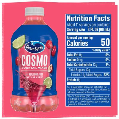 Ocean Spray Cosmopolitan Cocktail Mixer, Drink Mixer Made with Real Fruit Juice, 32 Fl Oz Bottle (Pack of 1)