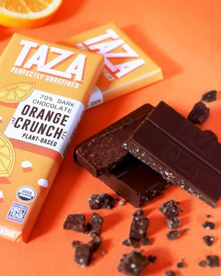 Taza Chocolate Organic Smooth &amp; Crunchy Bars 70% Stone Ground, Orange Crunch 2.5 Ounces (10 Count), Vegan
