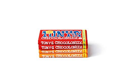 Tony&#39;s Chocolonely Milk Chocolate Bar Variety Pack, Fair Trade Chocolate, 32% Milk Chocolate and 32% Milk Chocolate Caramel Sea Salt, 6.35 oz, 4 Pack
