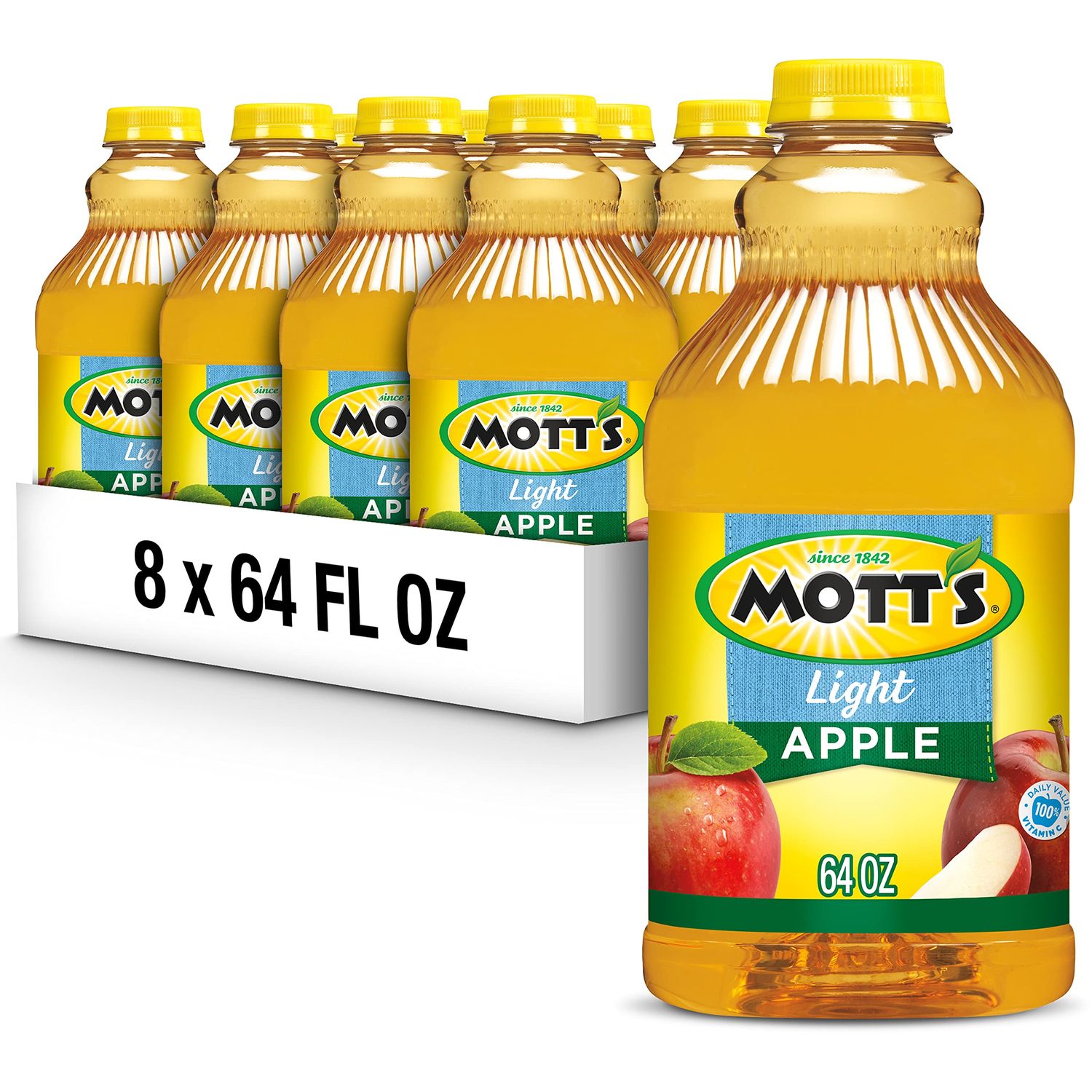 Mott&#39;s Apple Light Juice Drink, 64 Fl Oz Bottle (Pack Of 8), 42% Fruit Juice With 50% Fewer Calories Than 100% Apple Juice, Excellent Source Of Vitamin C