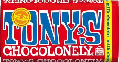 Tony's Chocolonely Milk Chocolate Bar Variety Pack, Fair Trade Chocolate, 32% Milk Chocolate and 32% Milk Chocolate Caramel Sea Salt, 6.35 oz, 4 Pack