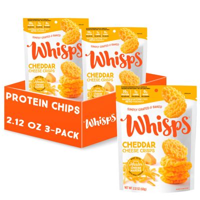 Whisps Cheese Crisps Cheddar Cheese | Protein Chips | Healthy Snacks | Protein Snacks, Gluten Free, High Protein, Low Carb Keto Food (2.12 Oz, 3 Pack)