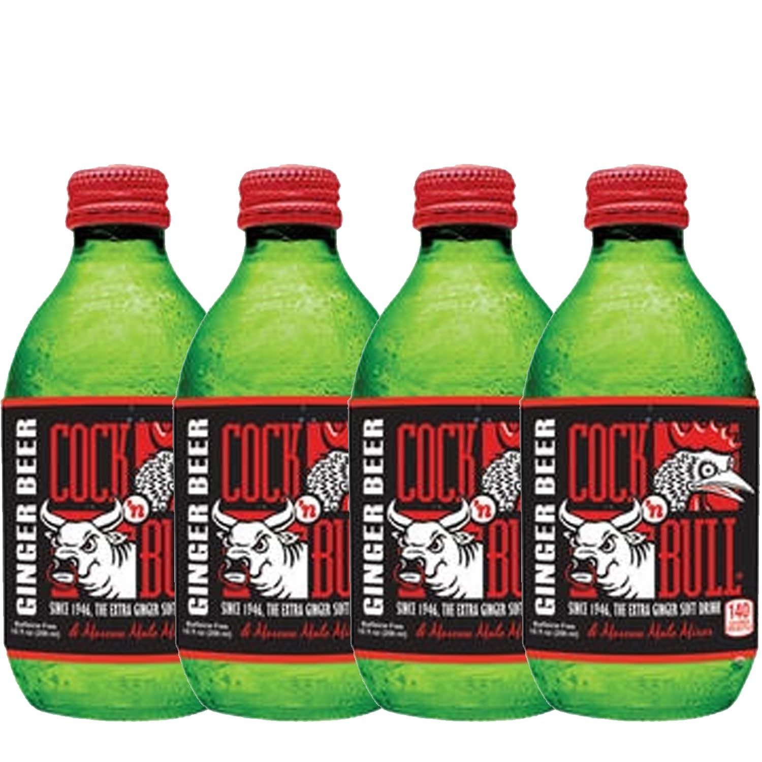 Cock n Bull Ginger Beer 4 Pack 10oz Soda Bottles - Ideal Mixer for Cocktails, Mocktails, and Bartenders - Premium Quality for Perfect Mixed Drinks - Refreshing Flavor Profile- Made In USA