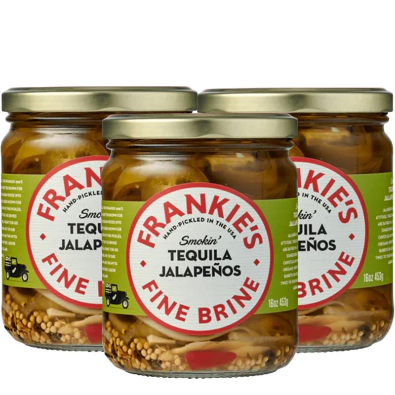 Frankie&#39;s Fine Brine 3 Jar Tequila Jalapenos Pickle Pack - 3 x Tequila Jalapenos Pickles