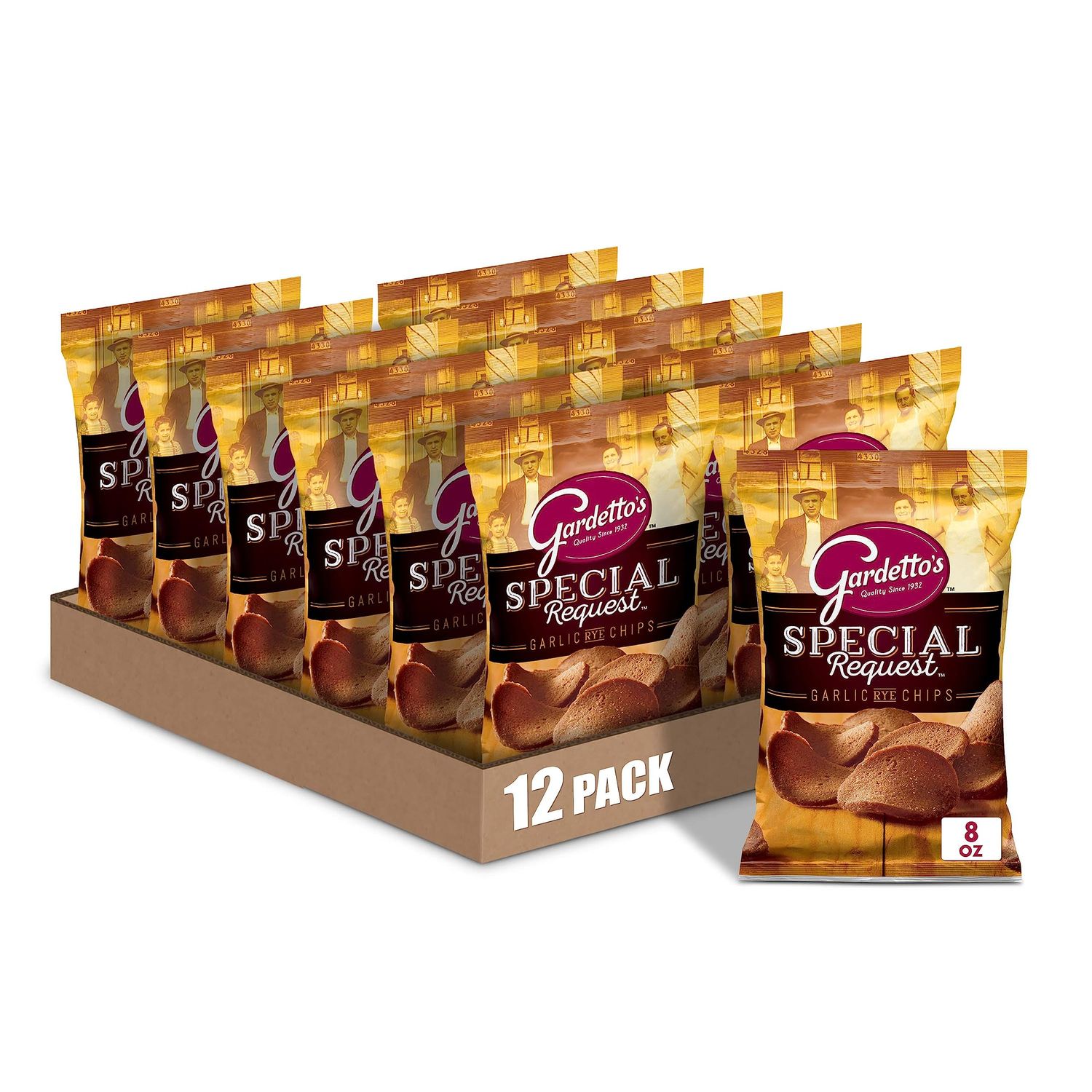 Gardetto&#39;s Snack Mix, Roasted Garlic Rye Chips, 8 oz (Pack of 12)