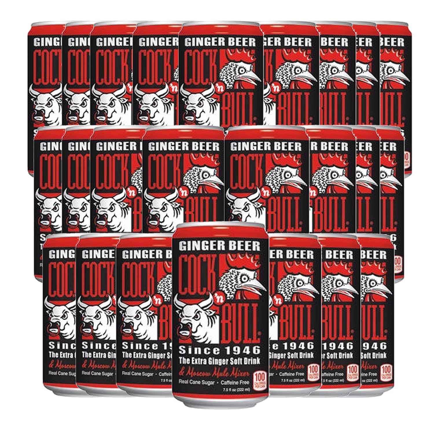 Cock n Bull Ginger Beer 24 Pack 7.5oz Soda Cans - Ideal Mixer for Cocktails, Mocktails, and Bartenders - Premium Quality for Perfect Mixed Drinks - Refreshing Flavor Profile- Made In USA