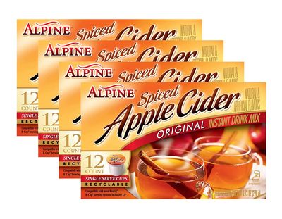 Alpine Original Spiced Apple Cider Instant Drink Mix, Single Serve K-Cups (12 Count (Pack of 4))