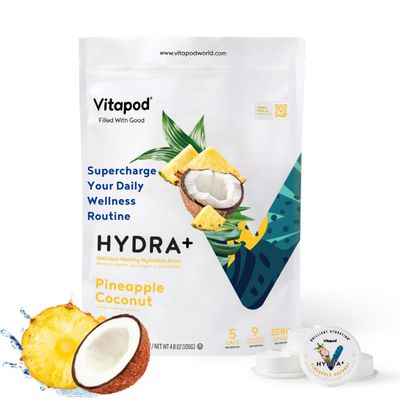Vitapod Hydra+ Pineapple Coconut Healthy Hydration Mix - 30 Pods - Electrolytes, Antioxidants, Vitamin C, A, D, E - Water Enhancer and Beverage Mix Packet