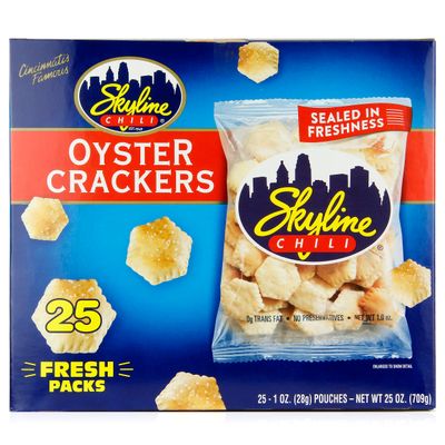 Skyline Chili, Original Oyster Crackers, For Chili, Soups, &amp; Salads, 0g Trans Fat, No Preservatives, 1 oz bag, Pack of 25