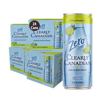 Clearly Canadian Zero Sugar Citrus Medley Sparkling Water Beverage, Zero Sugar &amp; Zero Calories. 1 Case (24 cans x 12 fl oz)