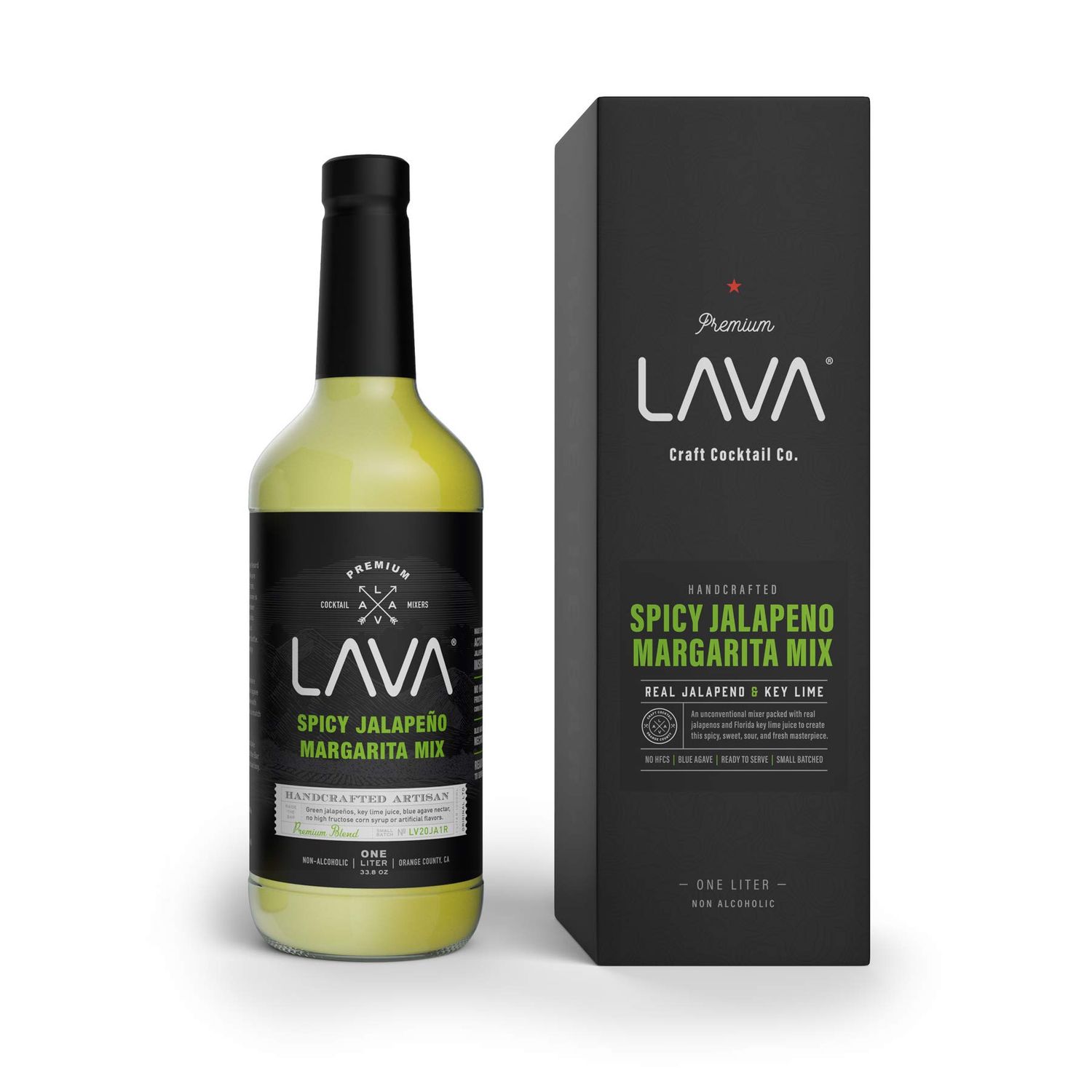 LAVA Premium Spicy Jalapeo Margarita Mix by LAVA Craft Cocktail Co., Made with Real Jalapeos, Agave Nectar, Key Limes, Lots of Flavor and Ready to Use, 1-Liter Glass Bottle