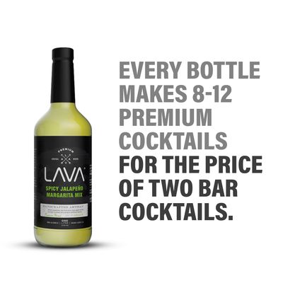 LAVA Premium Spicy Jalapeo Margarita Mix by LAVA Craft Cocktail Co., Made with Real Jalapeos, Agave Nectar, Key Limes, Lots of Flavor and Ready to Use, 1-Liter Glass Bottle