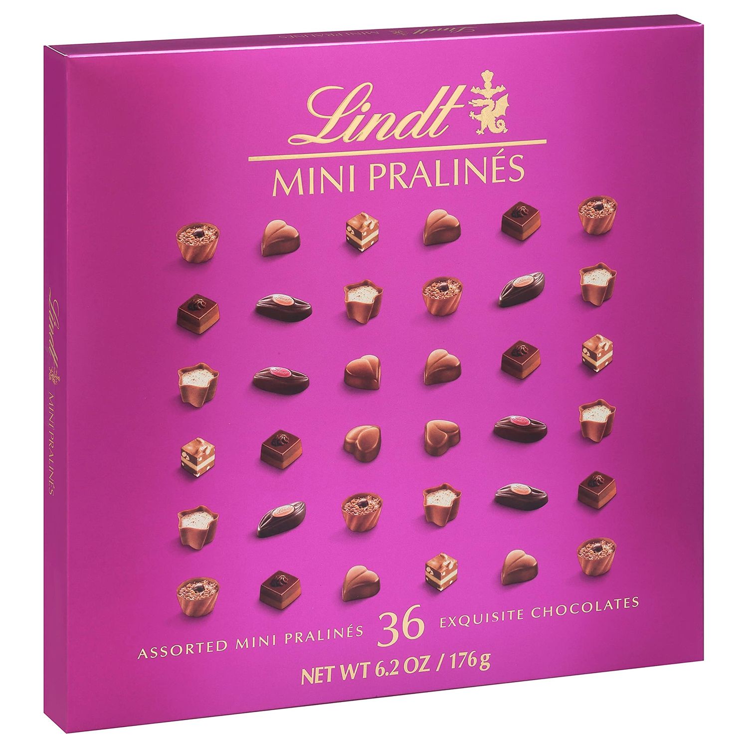 Lindt Mini Pralines, Assorted Chocolate Pralines with Premium Filling, Chocolate Candy for Christmas and Holidays, 36 Count, 6.2 oz Box
