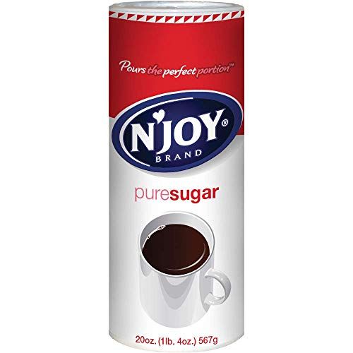 N&#39;Joy Sugar Canister | 20 Ounce, Pack of 6 | 100% Pure Granulated Sugar| Easy Pour Lid, Bulk Size