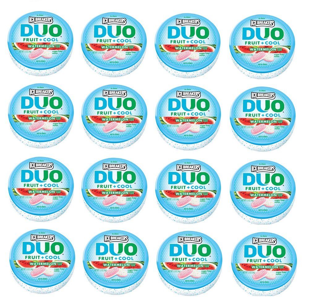Ice Breakers Duo Watermelon Mints, 1.3-Ounce Pucks(Pack of 16)