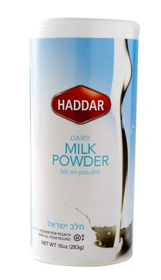 Haddar Kosher Dairy Milk Powder, 10oz Resealable Canister, Non-Fat Dry Milk Powder, Cholov Yisroel