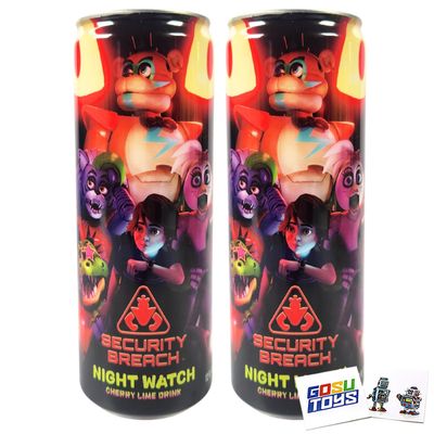 Five Nights at Freddy&#39;s Security Breach Night Watch Cherry Lime Drink (2 Pack) with 2 Gosutoys Stickers