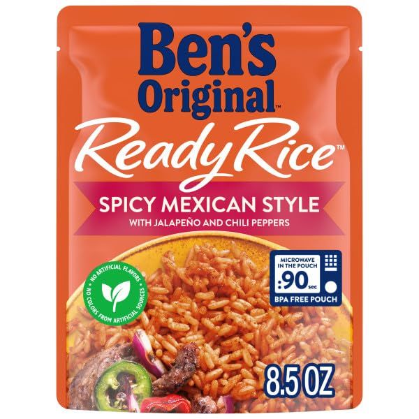 BEN&#39;S ORIGINAL Ready Rice Spicy Mexican Style Flavored Rice, Easy Dinner Side, 8.5 oz Pouch (Pack of 12)