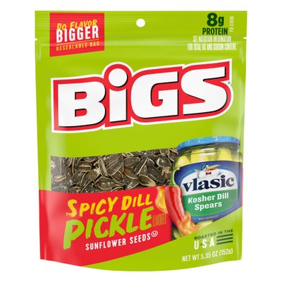 Bigs Vlasic Spicy Dill Pickle Flavored Sunflower Seeds, 5.35 oz. Bag