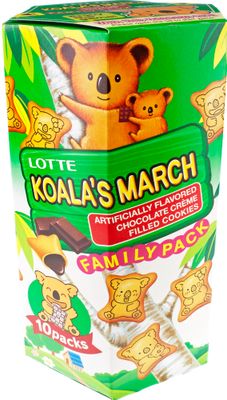 Lotte Koala&#39;s March Cookie with Chocolate Cream Family Size, 6.89 oz